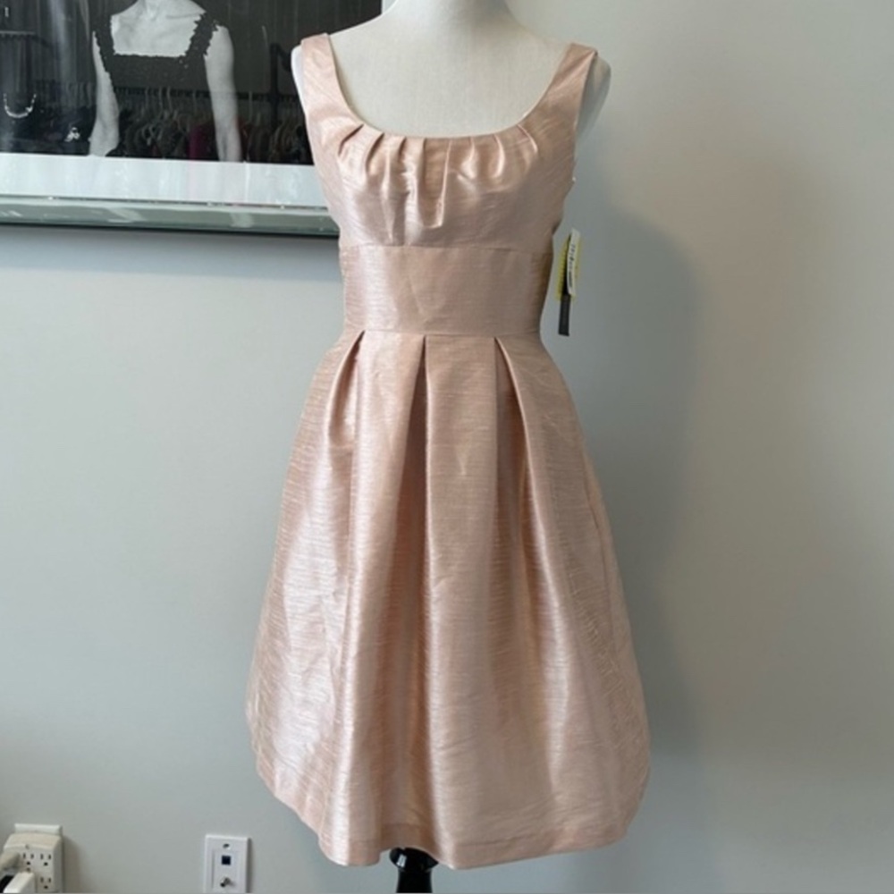 Alfred Sung Fit And Flare Raw Silk Occasion Dress